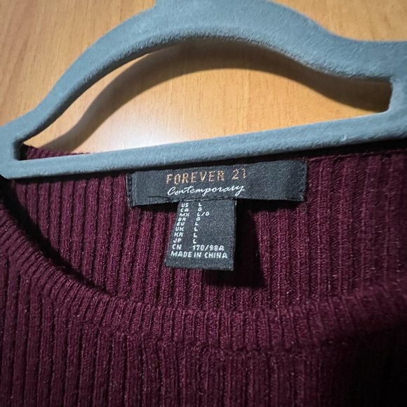 Ribbed Burgundy Sweater Dress - Picture 3 of 3